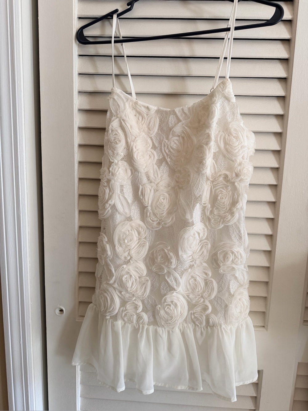 White Floral Rosette Slip Dress